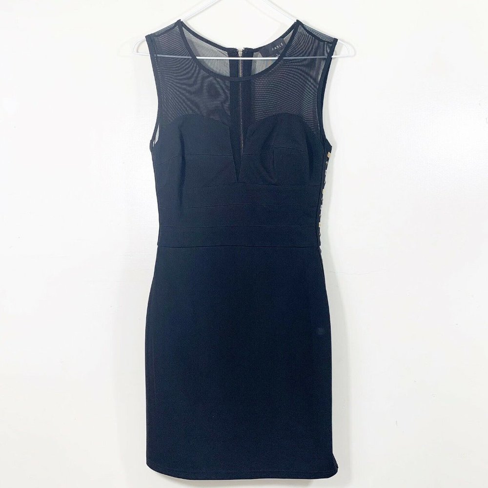 FABLE BLACK MESH STUDDED/EMBELLISHED‎ DRESS SMALL-EUC